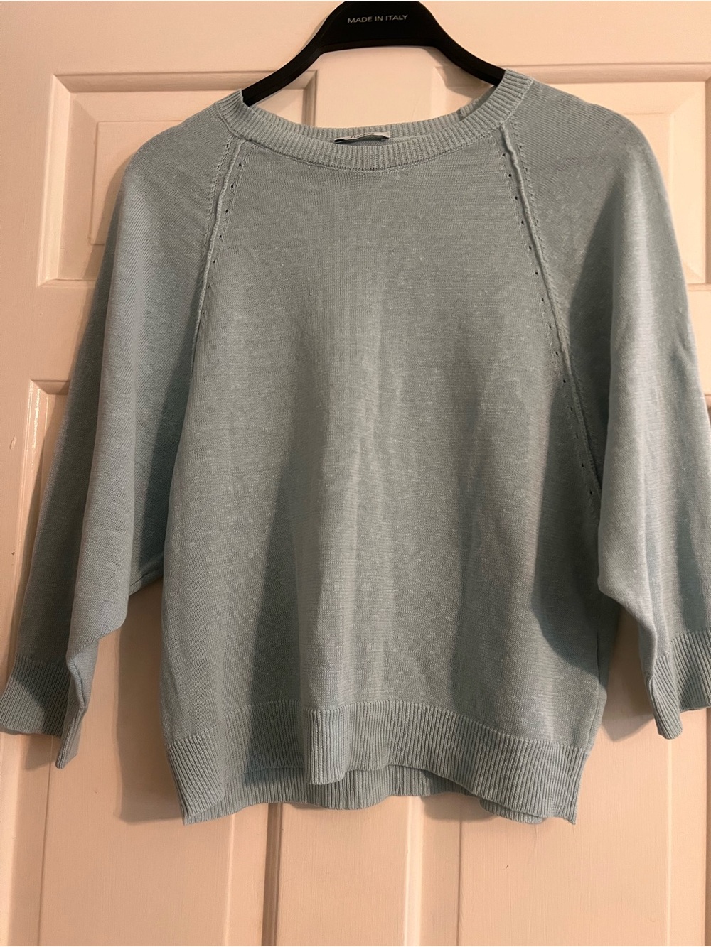 Peserico Italian Sage sea Green Knit Sweater flax linen cotton minimalist luxury - Picture 3 of 10
